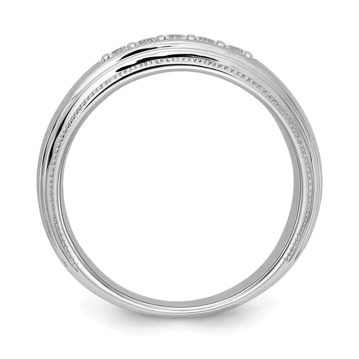 Goldia Rings 025ct CZ Solid Real 14k White Gold Mens Wedding Band Ring