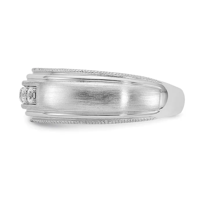 Goldia Rings 025ct CZ Solid Real 14k White Gold Mens Wedding Band Ring