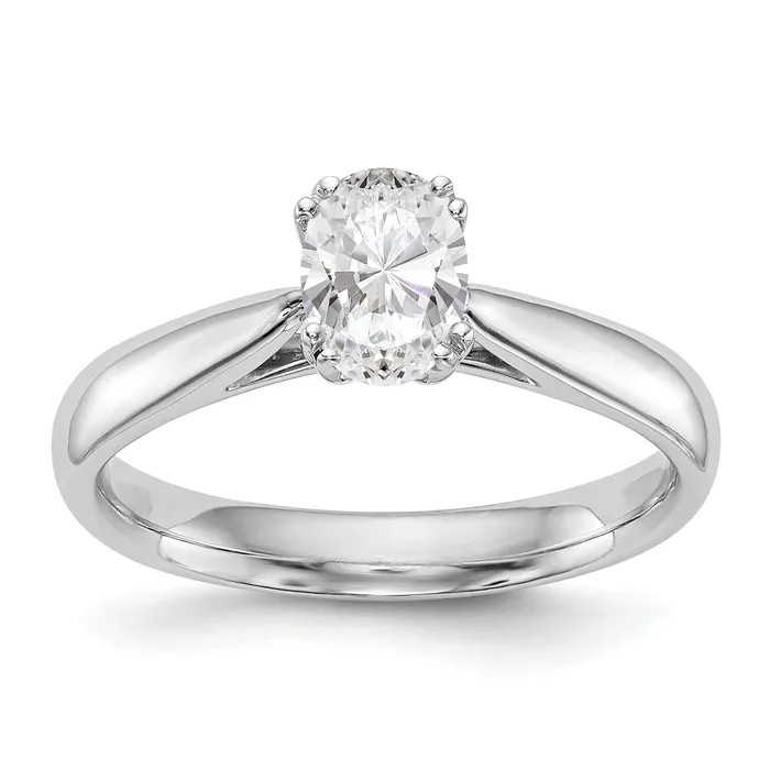 Goldia Rings 100ct CZ Solid Real 14K White Gold Oval Solitaire Engagement Ring Polished Engagement Ring
