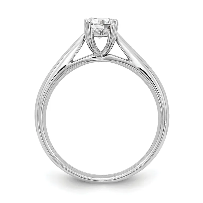 Goldia Rings 100ct CZ Solid Real 14K White Gold Oval Solitaire Engagement Ring Polished Engagement Ring
