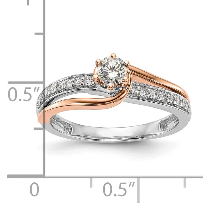 Goldia Rings 10k TwoTone Rose and White Gold 38 Ct Lab Grown Diamond VSSI ByPass Engagement Ring