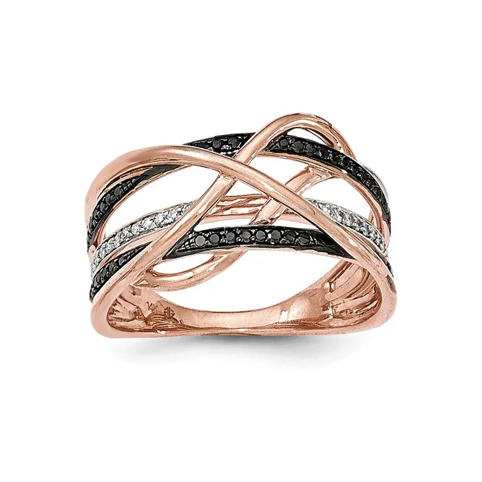 Goldia Rings 14k Rose Gold Polished 2 Blk DiamondDiamond Band Ring