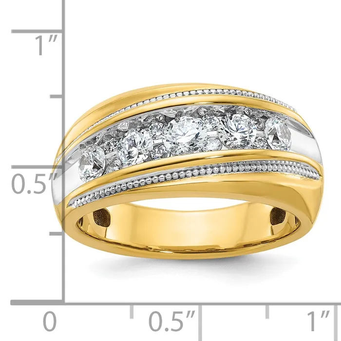 Goldia Rings 14k Yellow u0026 Rhodium Gold with White Rhodium Mens Milgrain 1 carat Diamond Complete Ring