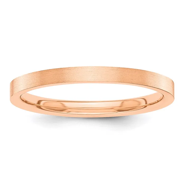 Goldia Rings Solid 10K Rose Gold 2mm Flat Satin MensWomens Wedding Band Ring Size 8