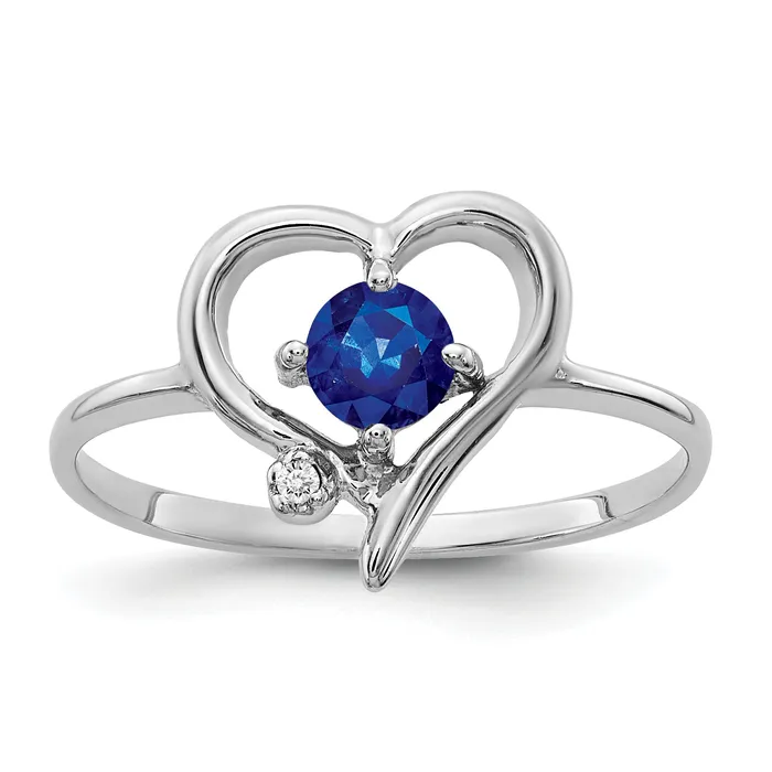 Goldia Rings Solid 14k White Gold 4mm Simulated Sapphire AAA CZ Ring