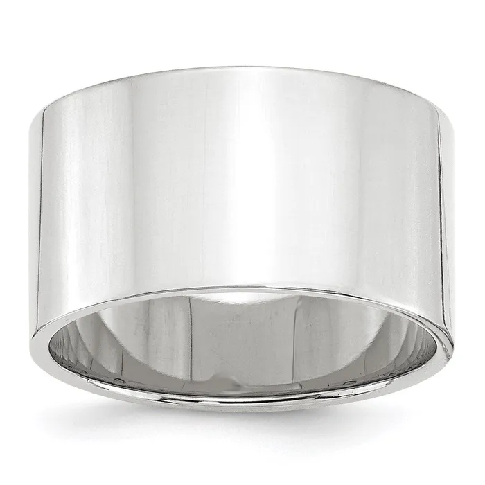 Goldia Rings Solid 18K White Gold 12mm Light Weight Flat MensWomens Wedding Band Ring Size 45