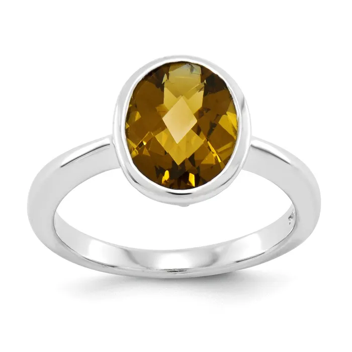 Goldia Rings Sterling Silver Whiskey Quartz Ring