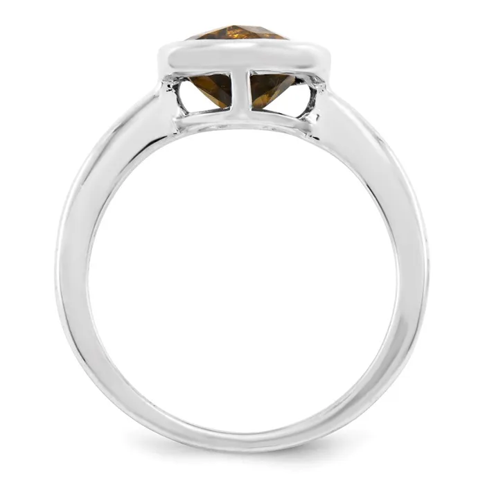 Goldia Rings Sterling Silver Whiskey Quartz Ring