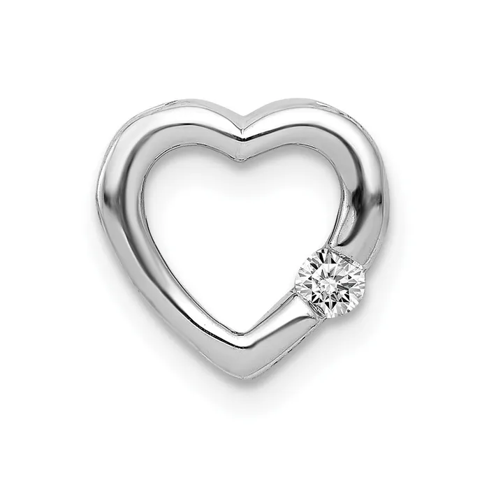 Goldia Solid 14k White Gold 120ct Simulated CZ Heart Chain Slide Necklaces Goldia Solid 14k White Gold 120ct Simulated CZ Heart Chain Slide Necklaces