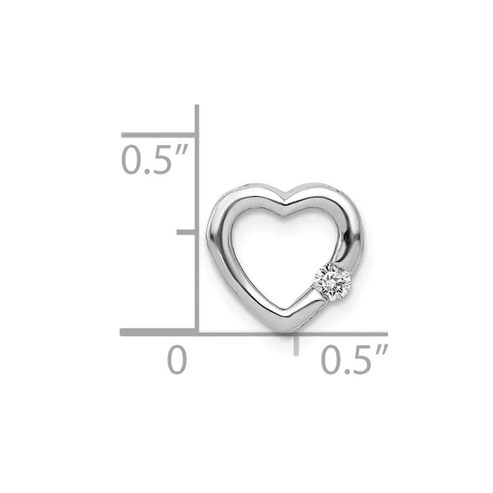 Goldia Solid 14k White Gold 120ct Simulated CZ Heart Chain Slide Necklaces