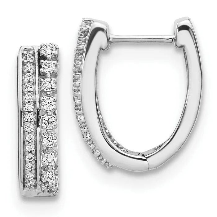 Goldia Solid 14k White Gold Simulated CZ Fancy Hoop Earrings Earrings