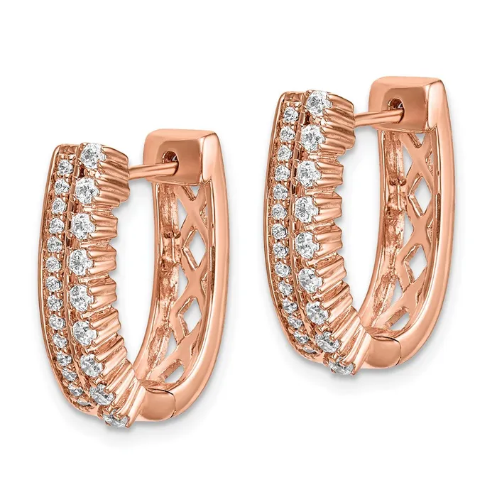 Goldia Solid 14k White Gold Simulated CZ Fancy Hoop Earrings Earrings