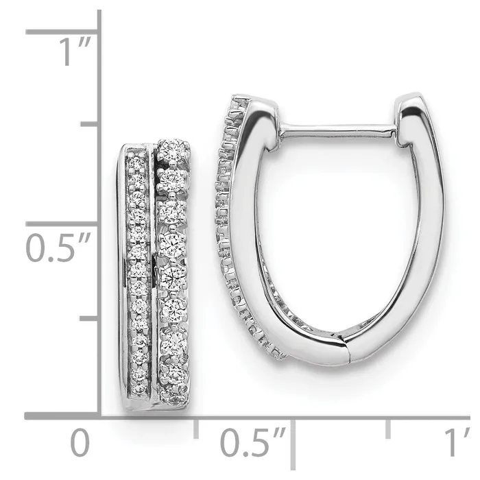 Goldia Solid 14k White Gold Simulated CZ Fancy Hoop Earrings Earrings