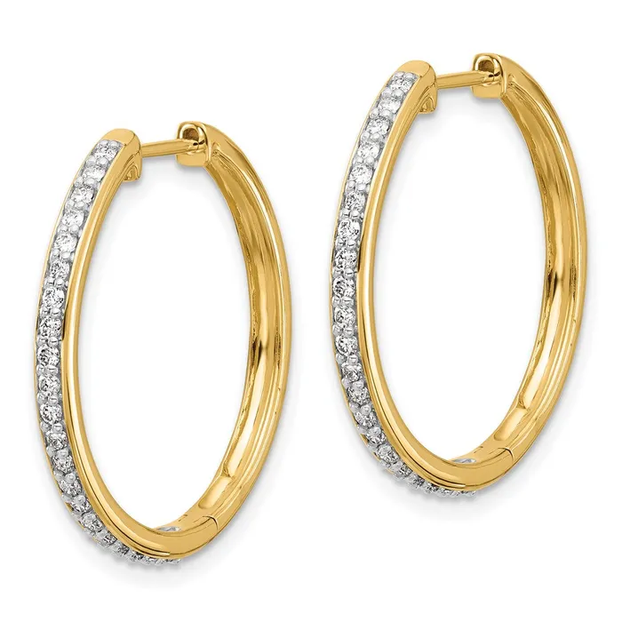 Goldia Solid 14k Yellow Gold Simulated CZ Hinged Hoop Earrings Earrings Goldia Solid 14k Yellow Gold Simulated CZ Hinged Hoop Earrings Earrings