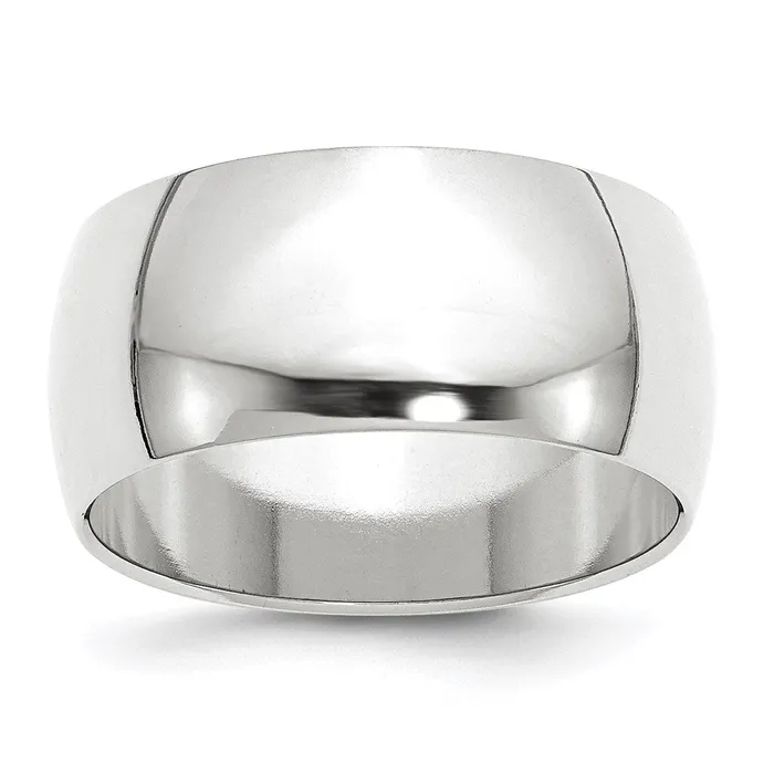 Goldia Solid 18K White Gold 10mm Half Round MensWomens Wedding Band Ring Size 12 Rings