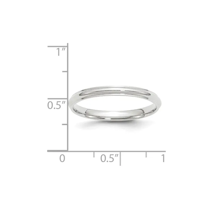 Goldia Solid 18K White Gold 25mm Half Round with Edge MensWomens Wedding Band Ring Size 9 Rings