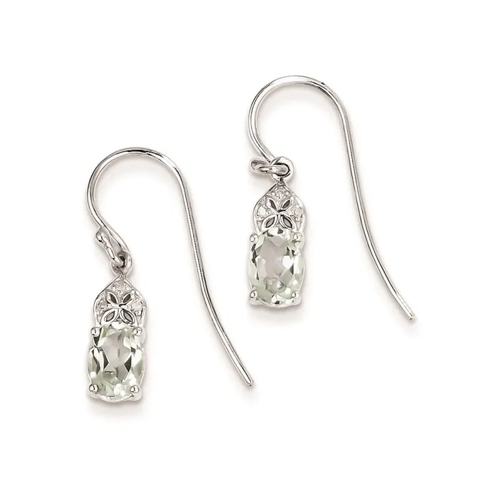 Goldia Sterling Silver Diamond u0026 Green Quartz Oval Earrings Earrings