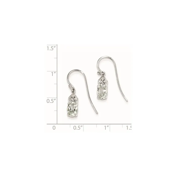 Goldia Sterling Silver Diamond u0026 Green Quartz Oval Earrings Earrings