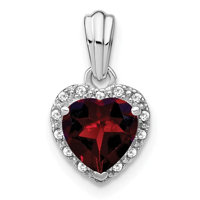 Goldia Sterling Silver Garnet and Real Diamond Pendant Necklaces