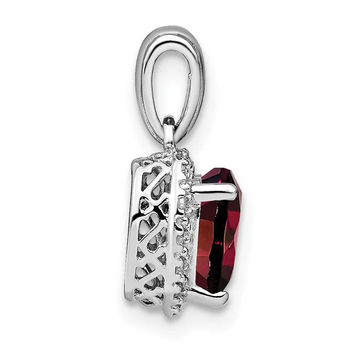 Goldia Sterling Silver Garnet and Real Diamond Pendant Necklaces
