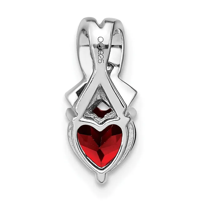 Goldia Sterling Silver Garnet and Real Diamond Pendant Necklaces