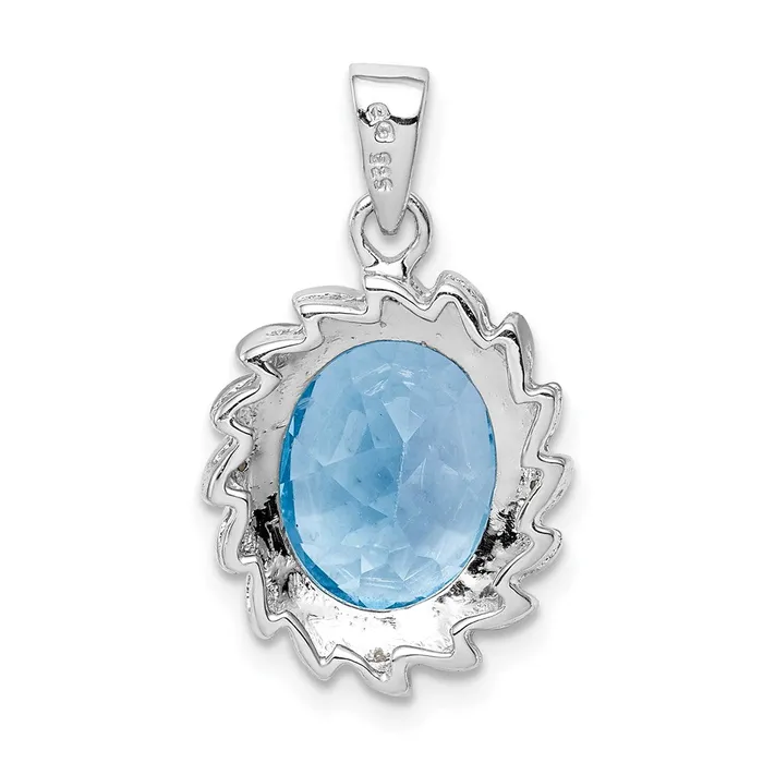 Goldia Sterling Silver Rhodium Light Swiss Blue Topaz Diamond Pendant Necklaces