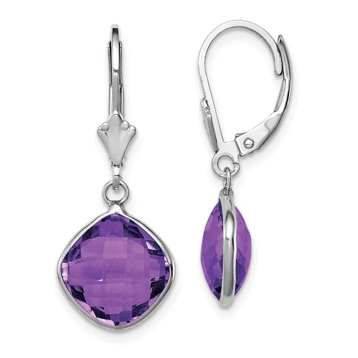Goldia Sterling Silver Rhodiumplated Amethyst Dangle Lever Back Earrings Earrings Goldia Sterling Silver Rhodiumplated Amethyst Dangle Lever Back Earrings Earrings