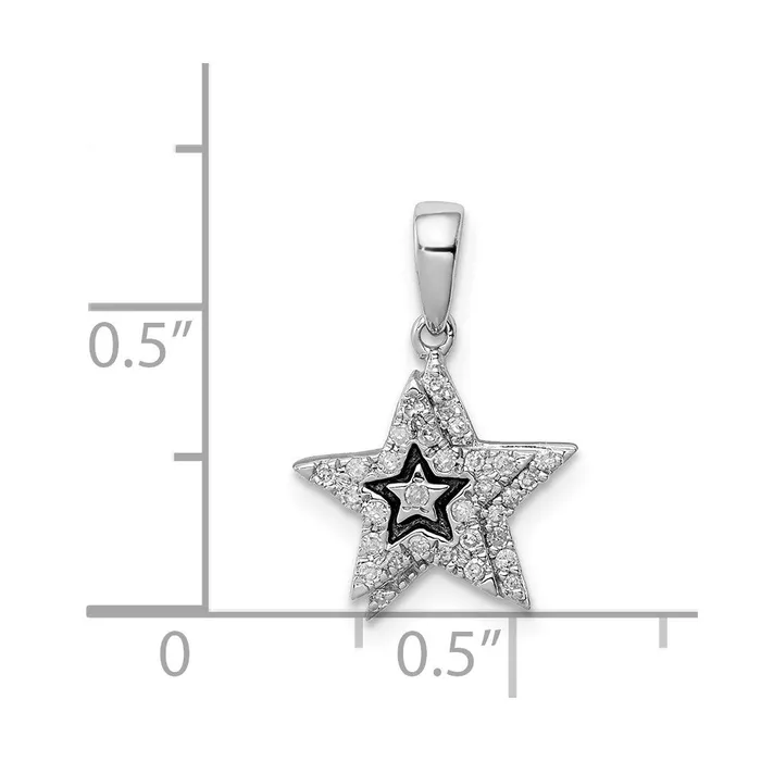 Goldia Sterling Silver Rhodium Plated Diamond Star Pendant Necklaces