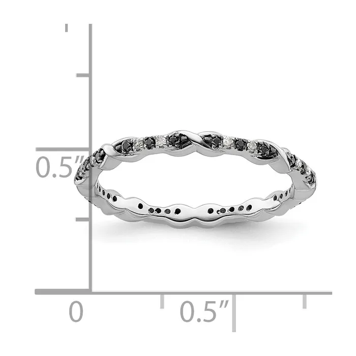 Goldia Sterling Silver Stackable Expressions Black u0026 White Diamond Ring Rings