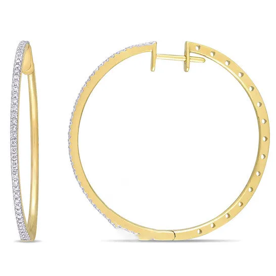 JMS always Earrings Original AMOUR 12 CT TW Diamond Hoop Earrings In 10K Yellow Gold