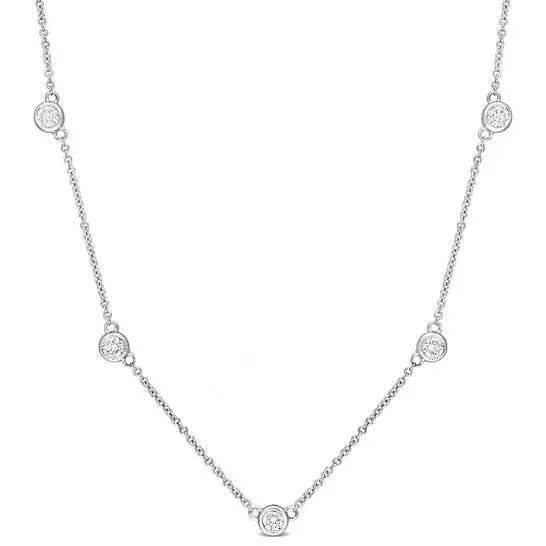 JMS always Necklaces Original AMOUR 1 CT TW Diamond Station Necklace In Platinum JMS always Necklaces Original AMOUR 1 CT TW Diamond Station Necklace In Platinum