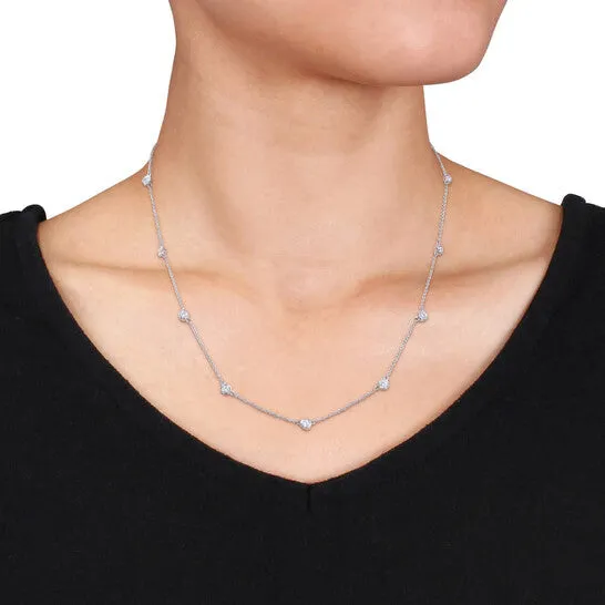 JMS always Necklaces Original AMOUR 1 CT TW Diamond Station Necklace In Platinum JMS always Necklaces Original AMOUR 1 CT TW Diamond Station Necklace In Platinum
