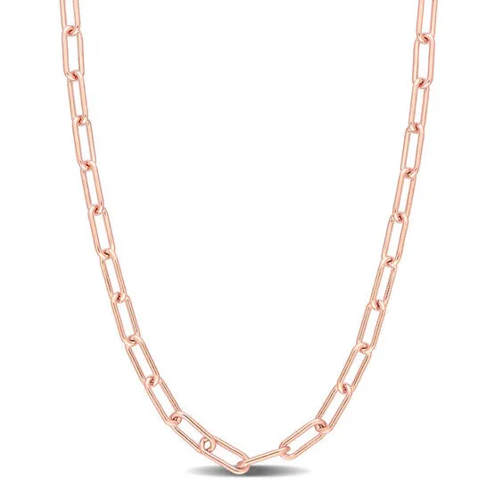 JMS always Original AMOUR 35mm Paperclip Chain Necklace In Rose Plated Sterling Silver 16 In Necklaces JMS always Original AMOUR 35mm Paperclip Chain Necklace In Rose Plated Sterling Silver 16 In Necklaces