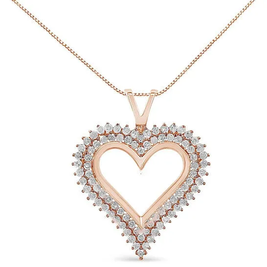 JMS always Original Haus of Brilliance 10K Rose Gold Plated 925 Sterling Silver 12 Cttw Diamond Heart 18 Pendant Necklace IJ Color I3 Clarity Necklaces JMS always Original Haus of Brilliance 10K Rose Gold Plated 925 Sterling Silver 12 Cttw Diamond Heart 18 Pendant Necklace IJ Color I3 Clarity Necklaces