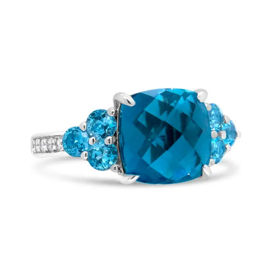 JMS always Rings Original Haus of Brilliance 18K White Gold 10mm Cushion Shaped Blue Topaz and 16 Cttw Diamond 3 Stone Style Ring FG Color VS1VS2 Clarity Ring Size 65 JMS always Rings Original Haus of Brilliance 18K White Gold 10mm Cushion Shaped Blue Topaz and 16 Cttw Diamond 3 Stone Style Ring FG Color VS1VS2 Clarity Ring Size 65