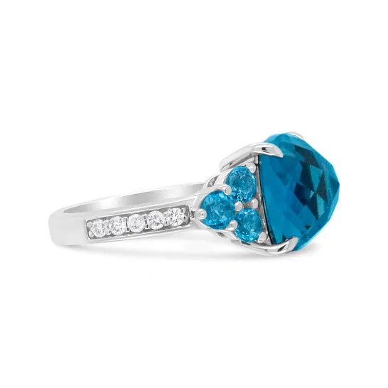 JMS always Rings Original Haus of Brilliance 18K White Gold 10mm Cushion Shaped Blue Topaz and 16 Cttw Diamond 3 Stone Style Ring FG Color VS1VS2 Clarity Ring Size 65 JMS always Rings Original Haus of Brilliance 18K White Gold 10mm Cushion Shaped Blue Topaz and 16 Cttw Diamond 3 Stone Style Ring FG Color VS1VS2 Clarity Ring Size 65