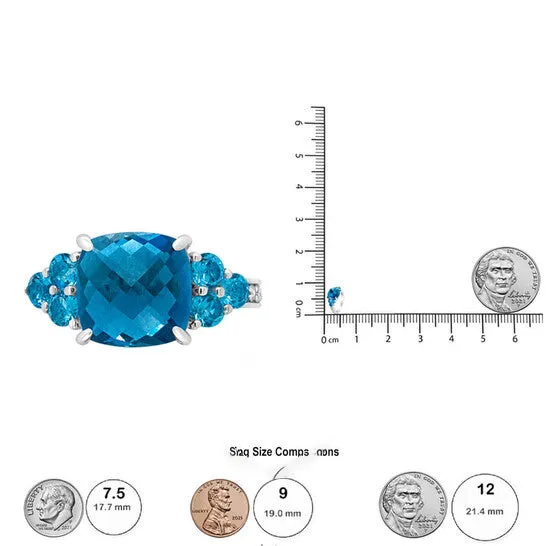 JMS always Rings Original Haus of Brilliance 18K White Gold 10mm Cushion Shaped Blue Topaz and 16 Cttw Diamond 3 Stone Style Ring FG Color VS1VS2 Clarity Ring Size 65 JMS always Rings Original Haus of Brilliance 18K White Gold 10mm Cushion Shaped Blue Topaz and 16 Cttw Diamond 3 Stone Style Ring FG Color VS1VS2 Clarity Ring Size 65