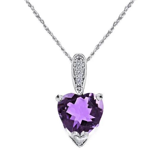 JMS always Rings Original Maulijewels 125 Carat Heart Shape Amethyst Gemstone And White Diamond Pendant In 10k White Gold With 18 10k White Gold Plated Sterling Silver Box Ch JMS always Rings Original Maulijewels 125 Carat Heart Shape Amethyst Gemstone And White Diamond Pendant In 10k White Gold With 18 10k White Gold Plated Sterling Silver Box Ch