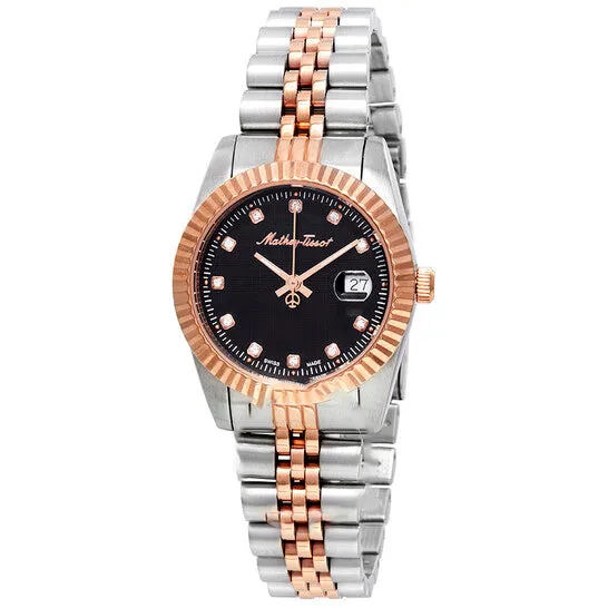 JMS always Watches Original MatheyTissot Mathey III Quartz Crystal Black Dial Ladies Watch D810RN