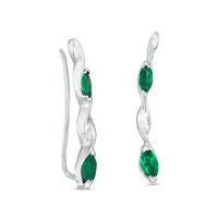 Marquise LabCreated Emerald Twist Crawler Earrings in Sterling Silver Goldia Earrings Marquise LabCreated Emerald Twist Crawler Earrings in Sterling Silver Goldia Earrings
