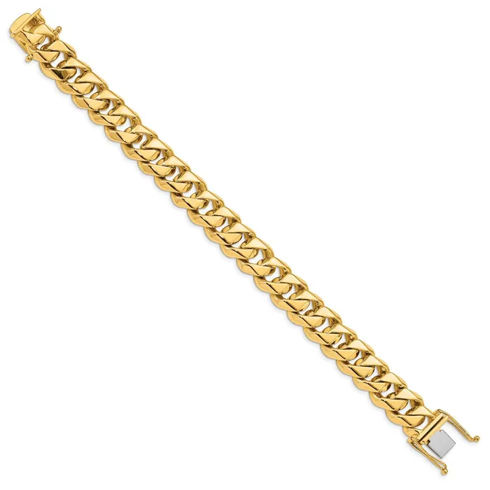 MDS Bracelets Solid 14K Yellow Gold 8 inch 14mm Hand Polished Fancy Traditional Link with Box Catch Clasp Bracelet MDS Bracelets Solid 14K Yellow Gold 8 inch 14mm Hand Polished Fancy Traditional Link with Box Catch Clasp Bracelet