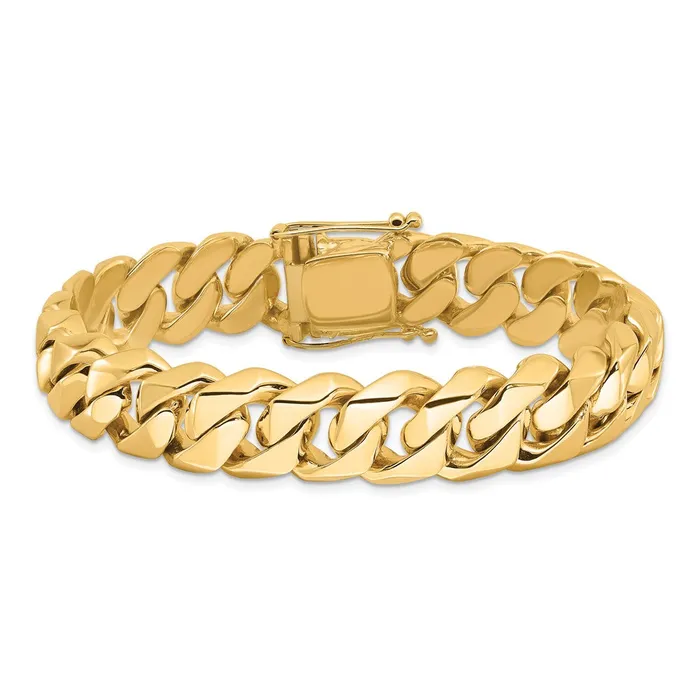 MDS Bracelets Solid 14K Yellow Gold 8 inch 14mm Hand Polished Fancy Traditional Link with Box Catch Clasp Bracelet MDS Bracelets Solid 14K Yellow Gold 8 inch 14mm Hand Polished Fancy Traditional Link with Box Catch Clasp Bracelet