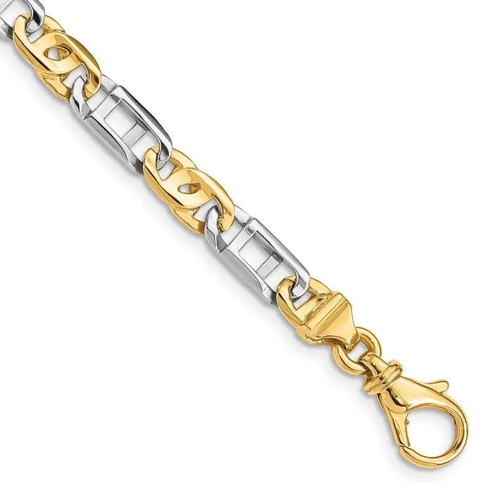 MDS Necklaces Solid 14K Twotone Gold 22 inch 55mm Hand Polished Fancy Link with Fancy Lobster Clasp Chain Necklace MDS Necklaces Solid 14K Twotone Gold 22 inch 55mm Hand Polished Fancy Link with Fancy Lobster Clasp Chain Necklace