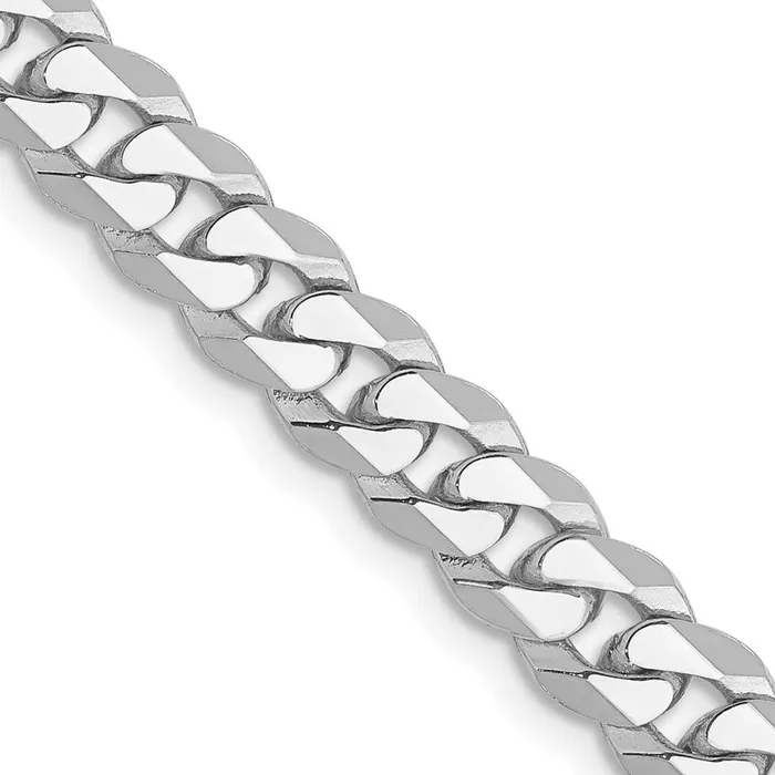MDS Necklaces Solid 14K White Gold 24 inch 575mm Flat Beveled Curb with Lobster Clasp Chain Necklace MDS Necklaces Solid 14K White Gold 24 inch 575mm Flat Beveled Curb with Lobster Clasp Chain Necklace