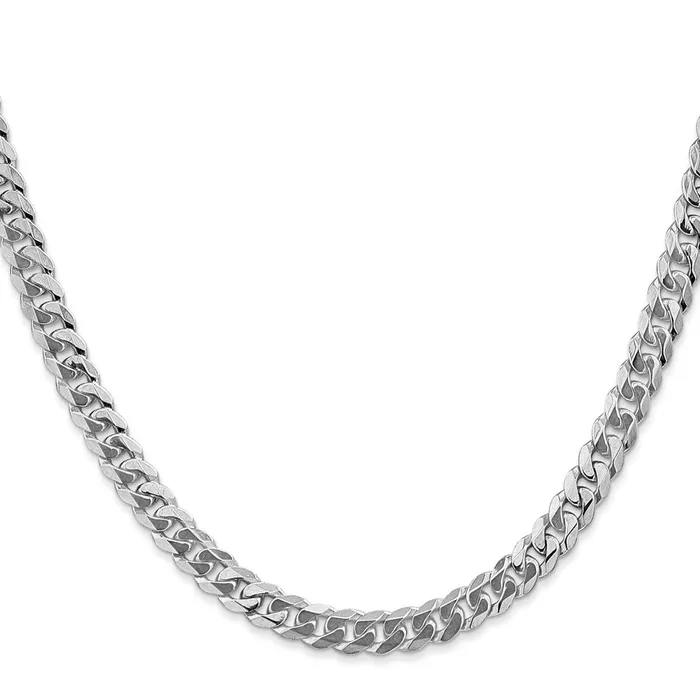MDS Necklaces Solid 14K White Gold 24 inch 575mm Flat Beveled Curb with Lobster Clasp Chain Necklace MDS Necklaces Solid 14K White Gold 24 inch 575mm Flat Beveled Curb with Lobster Clasp Chain Necklace