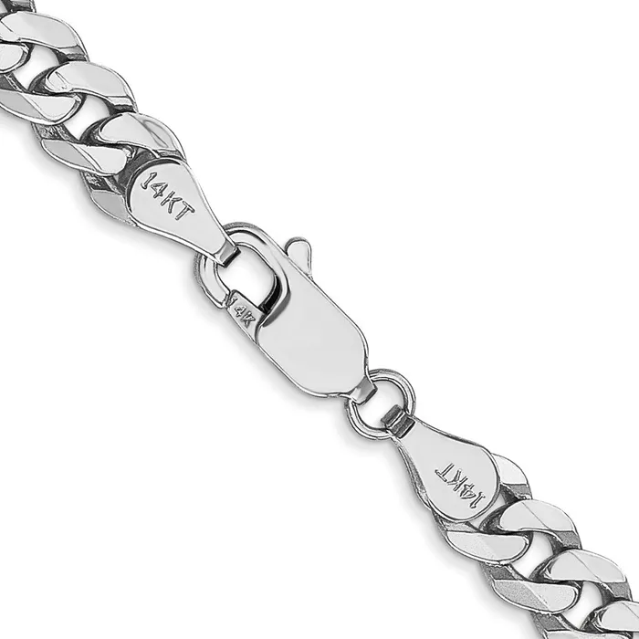 MDS Necklaces Solid 14K White Gold 24 inch 575mm Flat Beveled Curb with Lobster Clasp Chain Necklace MDS Necklaces Solid 14K White Gold 24 inch 575mm Flat Beveled Curb with Lobster Clasp Chain Necklace