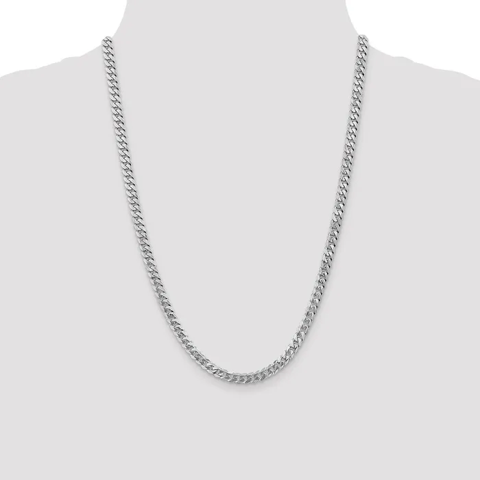 MDS Necklaces Solid 14K White Gold 24 inch 575mm Flat Beveled Curb with Lobster Clasp Chain Necklace MDS Necklaces Solid 14K White Gold 24 inch 575mm Flat Beveled Curb with Lobster Clasp Chain Necklace