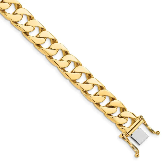 MDS Necklaces Solid 14K Yellow Gold 24 inch 106mm Hand Polished Flat Beveled Curb Link with Box Catch Clasp Chain Necklace MDS Necklaces Solid 14K Yellow Gold 24 inch 106mm Hand Polished Flat Beveled Curb Link with Box Catch Clasp Chain Necklace