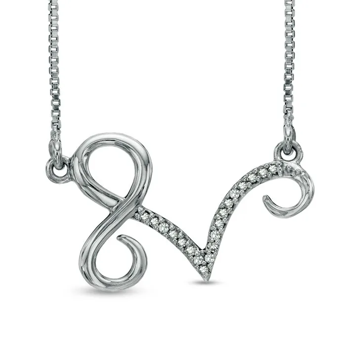 Natural Diamond Accent Abstract Capricorn Zodiac Sign Necklace in Sterling Silver Goldia Necklaces Natural Diamond Accent Abstract Capricorn Zodiac Sign Necklace in Sterling Silver Goldia Necklaces