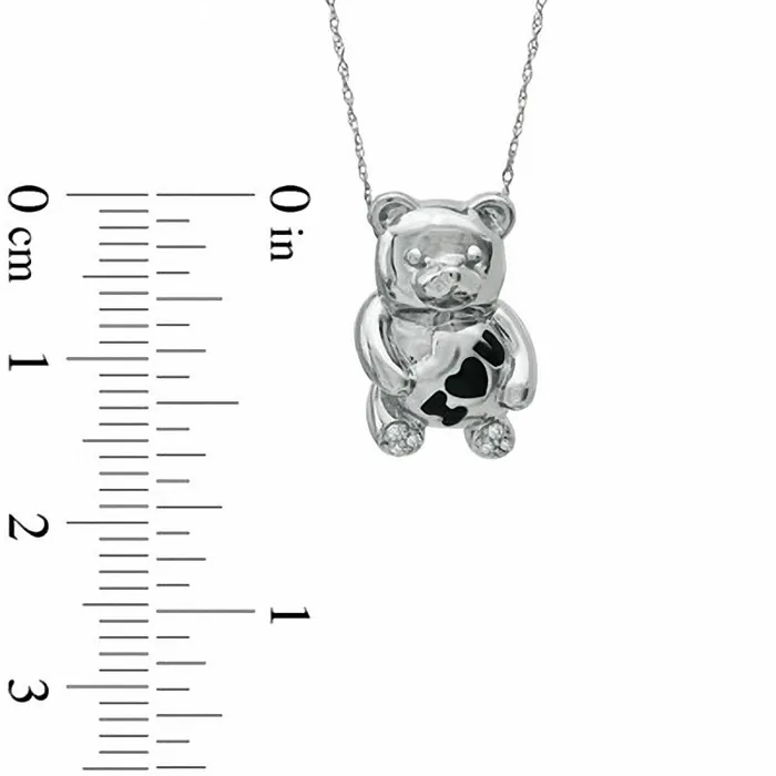 Natural Diamond Accent I Heart U Teddy Bear Pendant in 10K White Gold Goldia Necklaces Natural Diamond Accent I Heart U Teddy Bear Pendant in 10K White Gold Goldia Necklaces